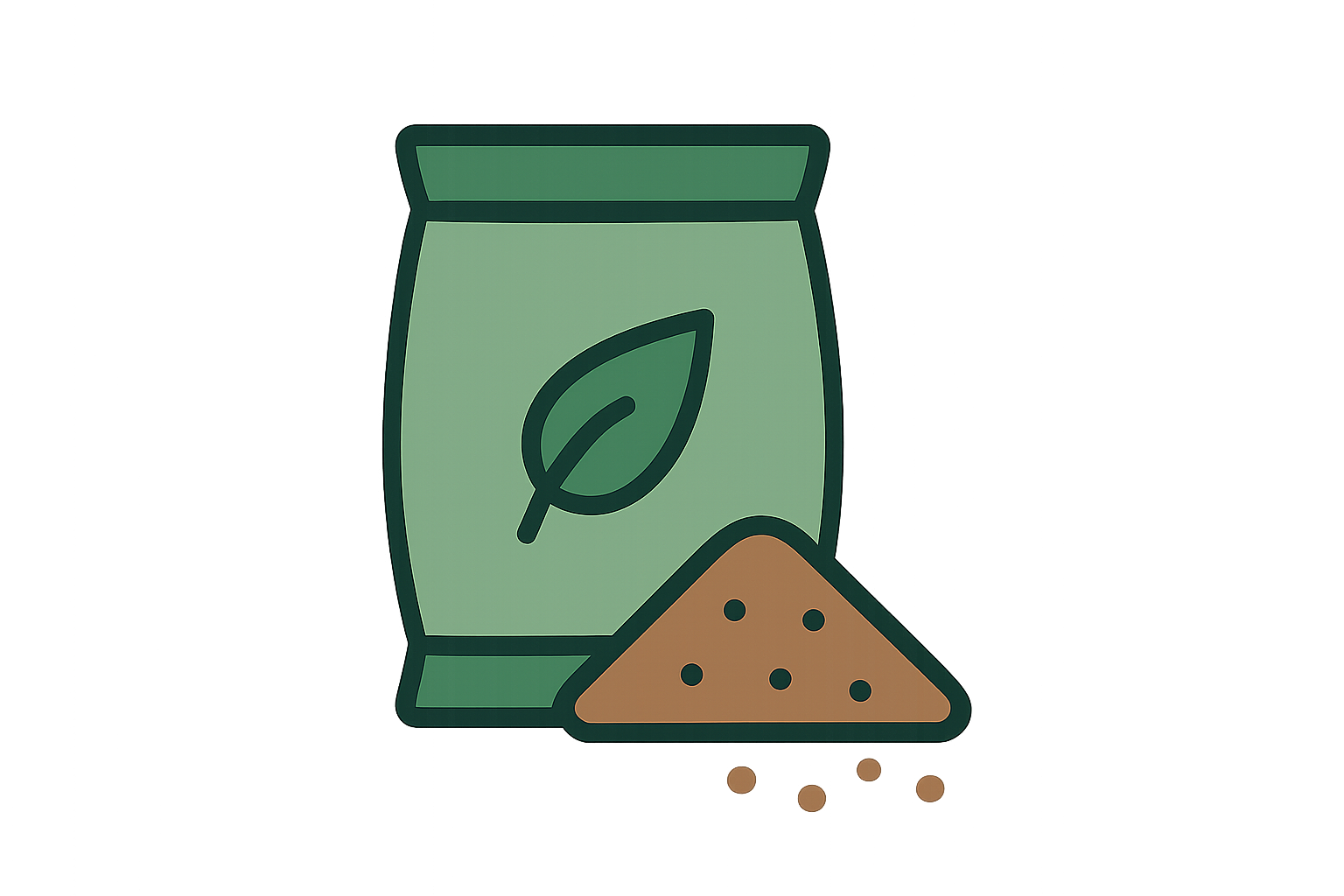 ohne das wort fertilizer. Sack bitte grün und granulat braun